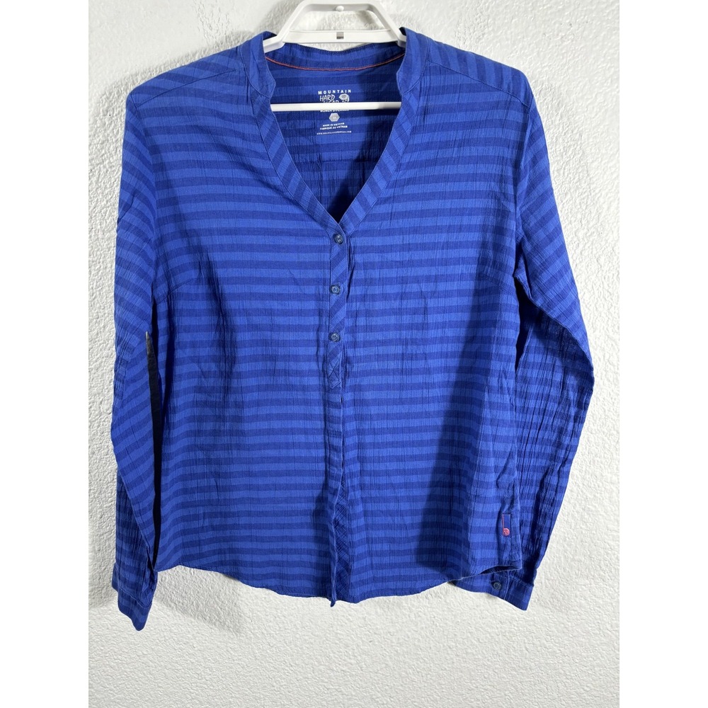 Mountain Hardwear Shirt Womens 10 Striped Button Long Sleeve Outdoors Hiking